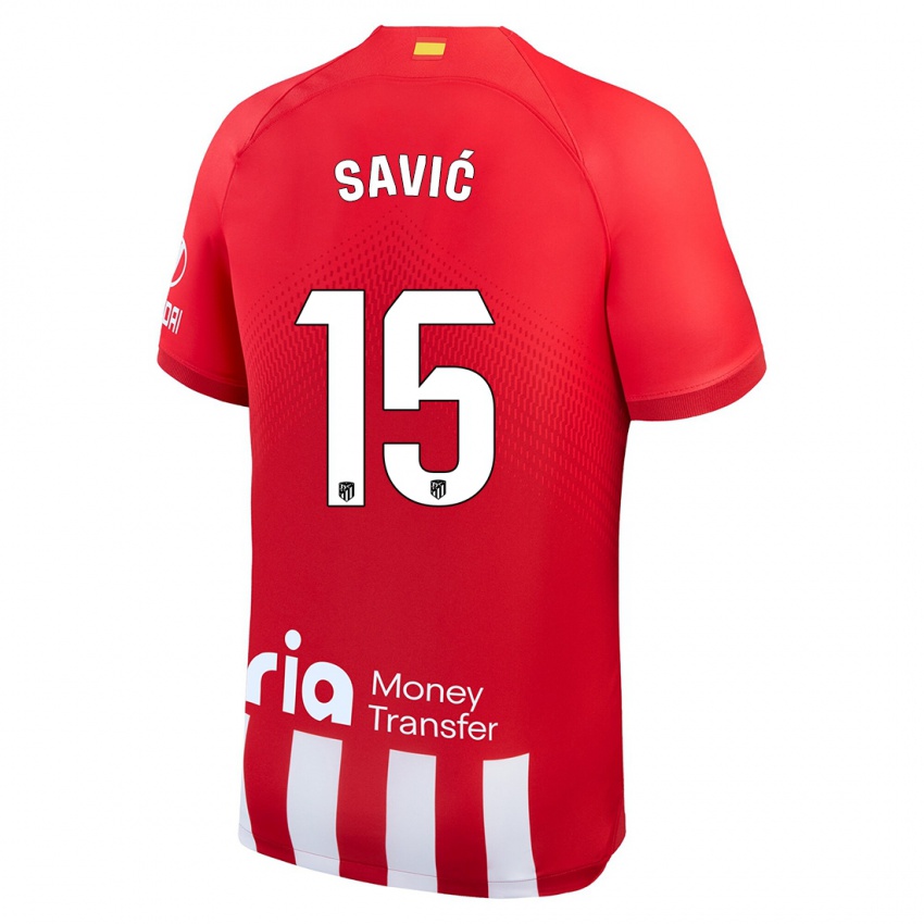 Dámské Stefan Savic #15 Červená Bílá Domů Hráčské Dresy 2023/24 Dres