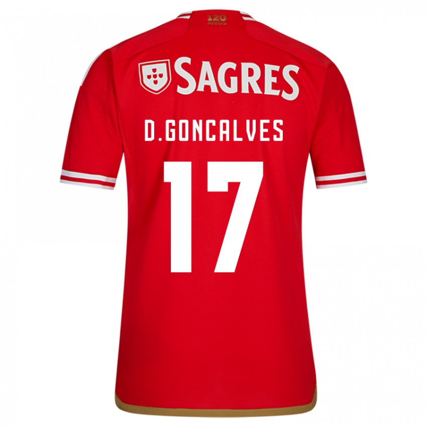 Dámské Diogo Goncalves #17 Červené Domů Hráčské Dresy 2023/24 Dres