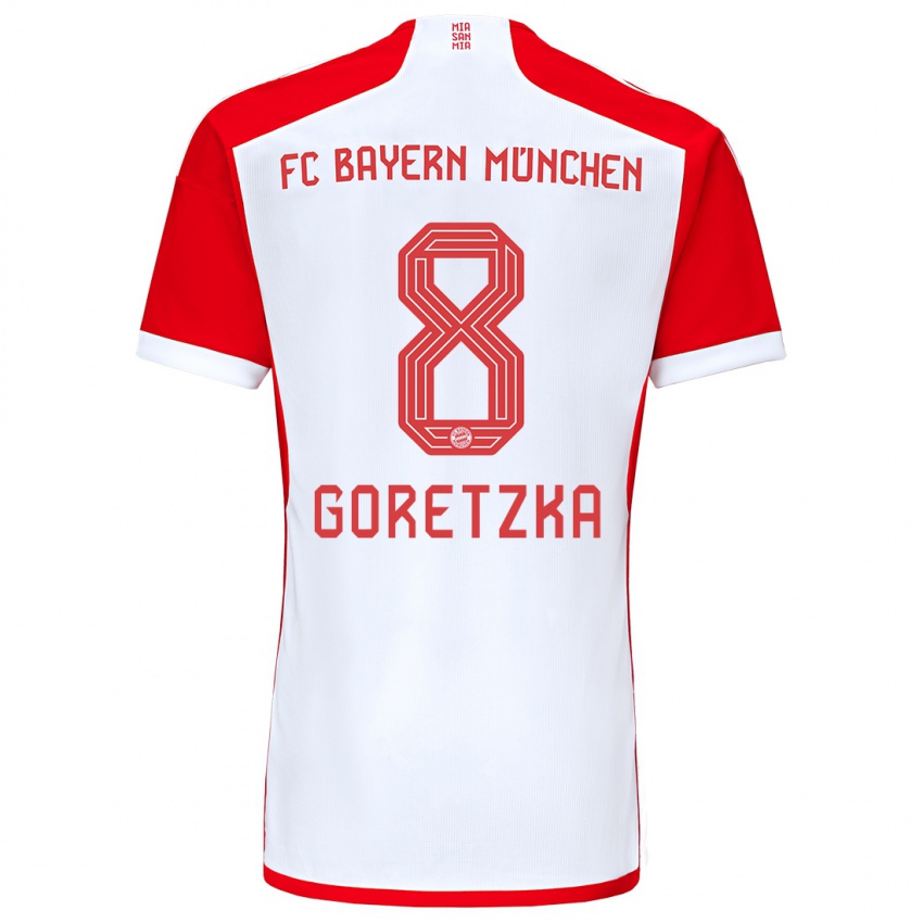 Dámské Leon Goretzka #8 Červená Bílá Domů Hráčské Dresy 2023/24 Dres