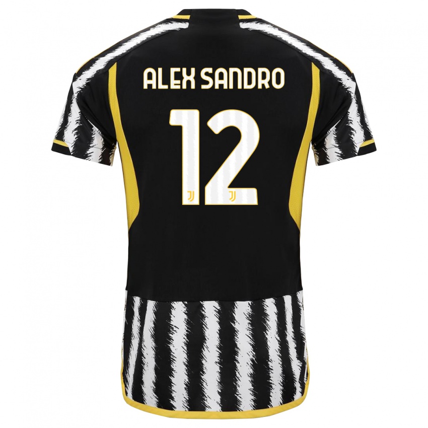 Dámské Alex Sandro #12 Černá Bílá Domů Hráčské Dresy 2023/24 Dres