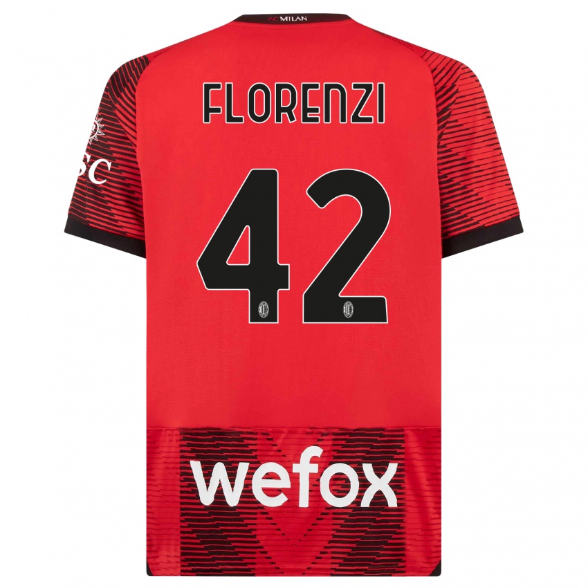 Dámské Alessandro Florenzi #42 Červená Černá Domů Hráčské Dresy 2023/24 Dres