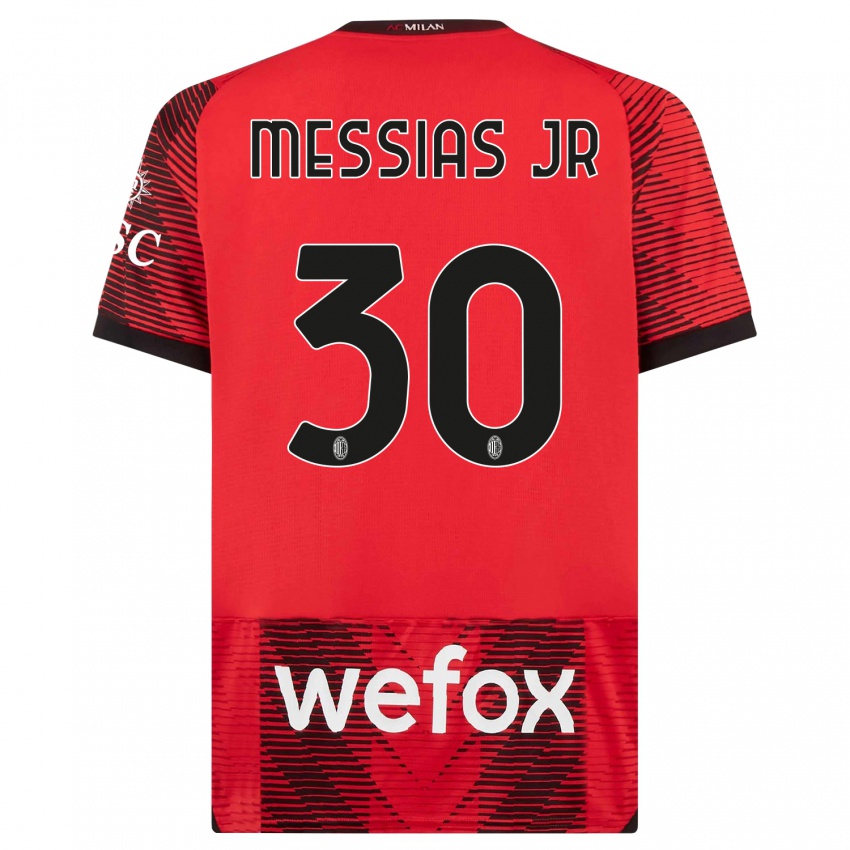 Dámské Junior Messias #30 Červená Černá Domů Hráčské Dresy 2023/24 Dres