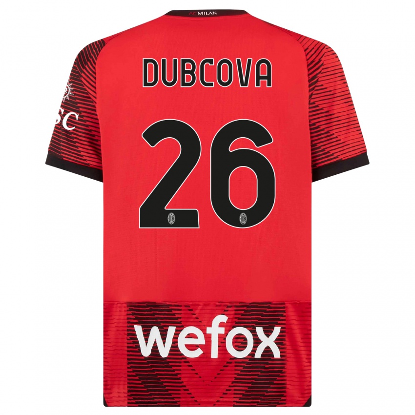 Dámské Michaela Dubcova #26 Červená Černá Domů Hráčské Dresy 2023/24 Dres