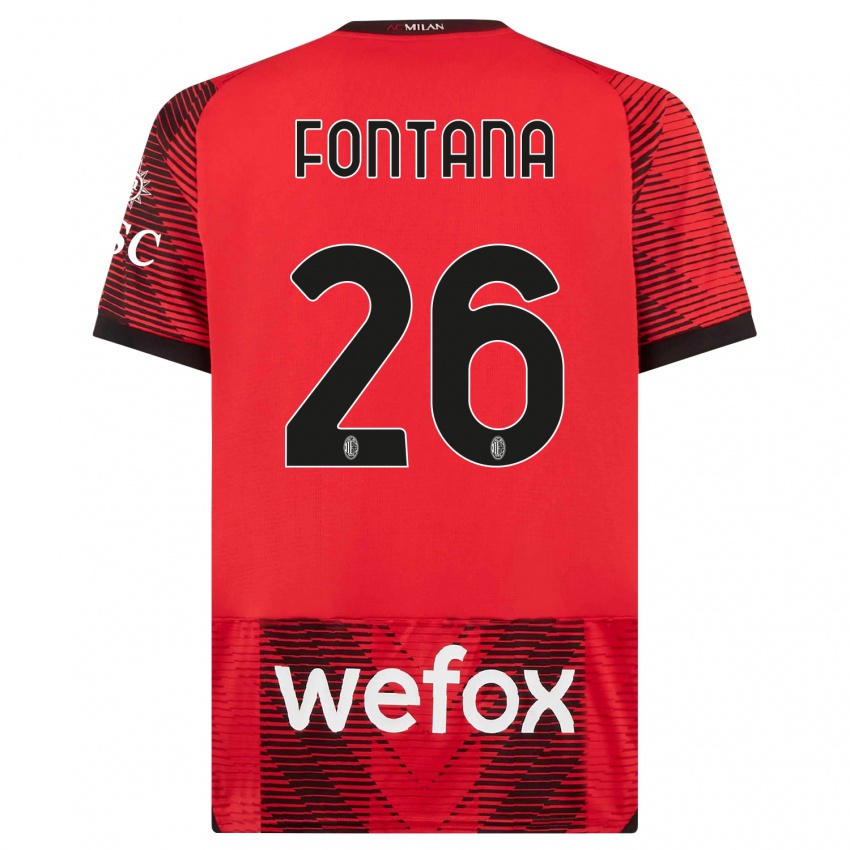 Dámské Francesco Fontana #26 Červená Černá Domů Hráčské Dresy 2023/24 Dres