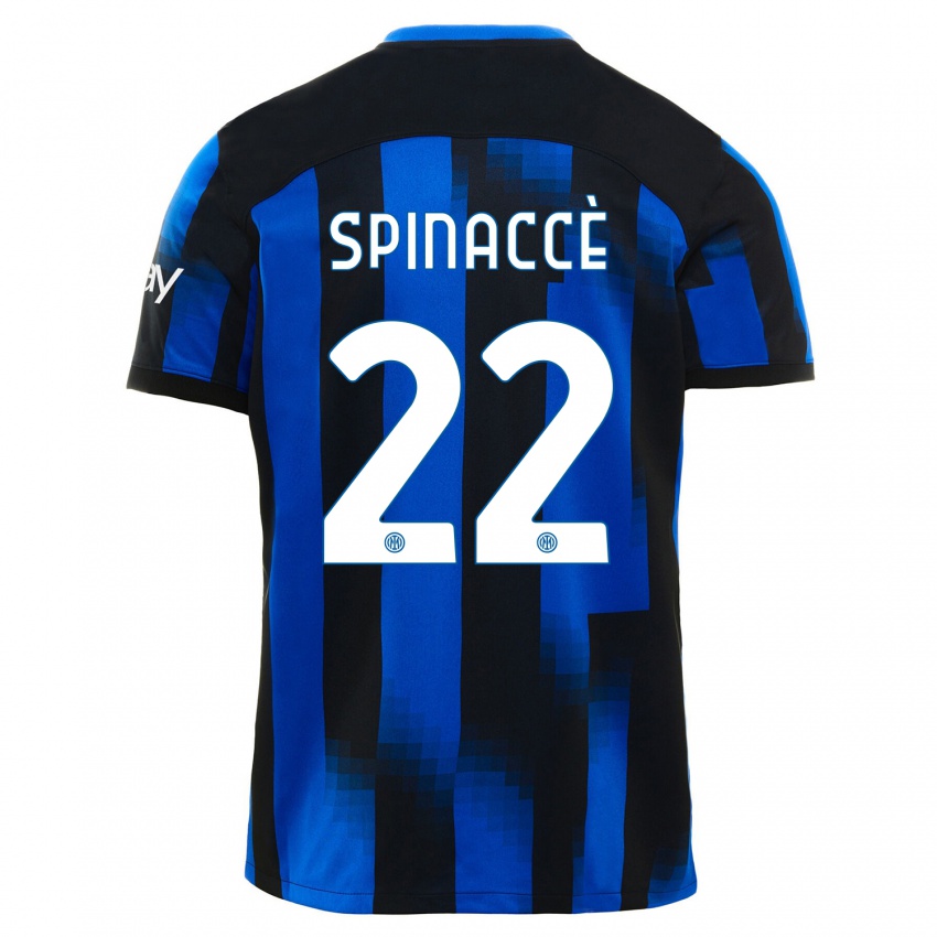 Dámské Matteo Spinaccè #22 Černá Modrá Domů Hráčské Dresy 2023/24 Dres