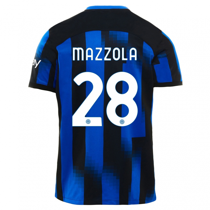 Dámské Giuseppe Mazzola #28 Černá Modrá Domů Hráčské Dresy 2023/24 Dres