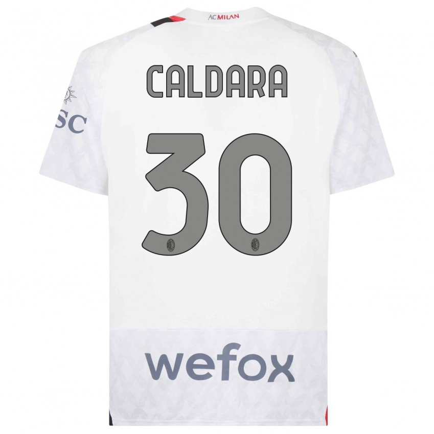 Dámské Mattia Caldara #30 Bílý Daleko Hráčské Dresy 2023/24 Dres