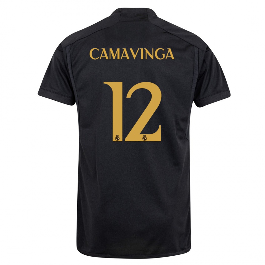 Dámské Eduardo Camavinga #12 Černá Třetí Hráčské Dresy 2023/24 Dres