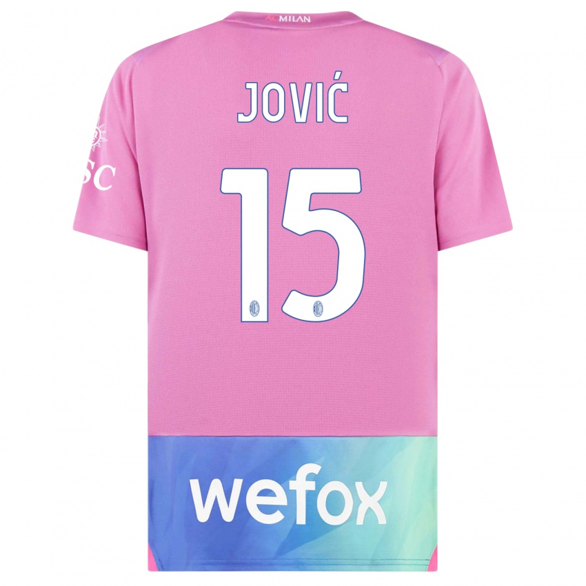 Dámské Luka Jovic #15 Růžová Fialová Třetí Hráčské Dresy 2023/24 Dres
