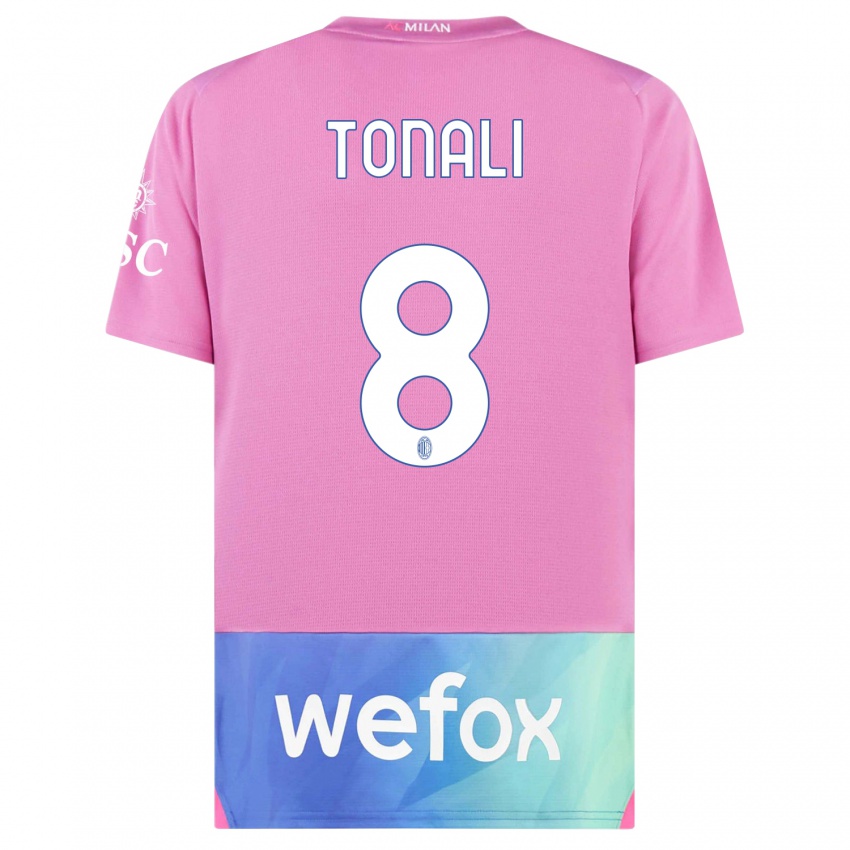 Dámské Sandro Tonali #8 Růžová Fialová Třetí Hráčské Dresy 2023/24 Dres