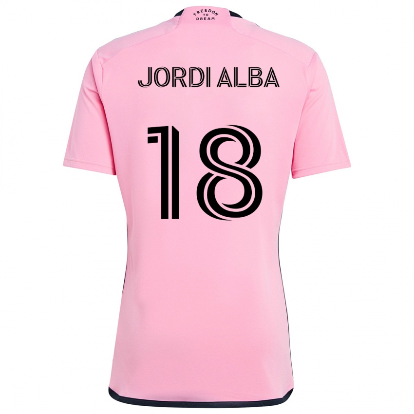 Dětské Jordi Alba #18 Růžový Domů Hráčské Dresy 2024/25 Dres