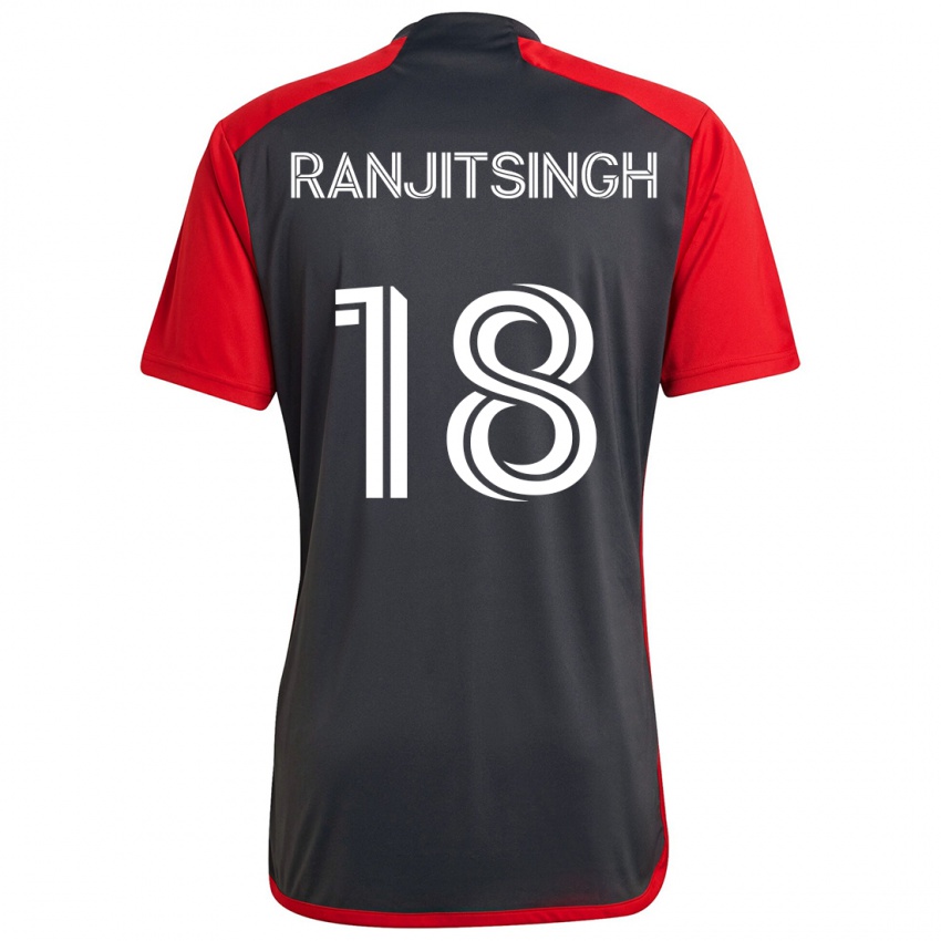 Dětské Greg Ranjitsingh #18 Šedá Červená Domů Hráčské Dresy 2024/25 Dres