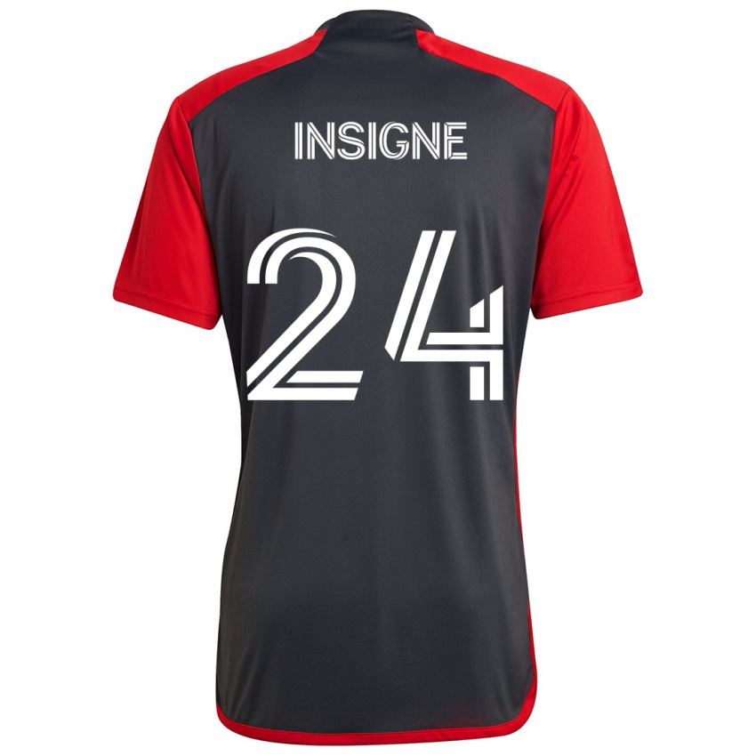 Dětské Lorenzo Insigne #24 Šedá Červená Domů Hráčské Dresy 2024/25 Dres