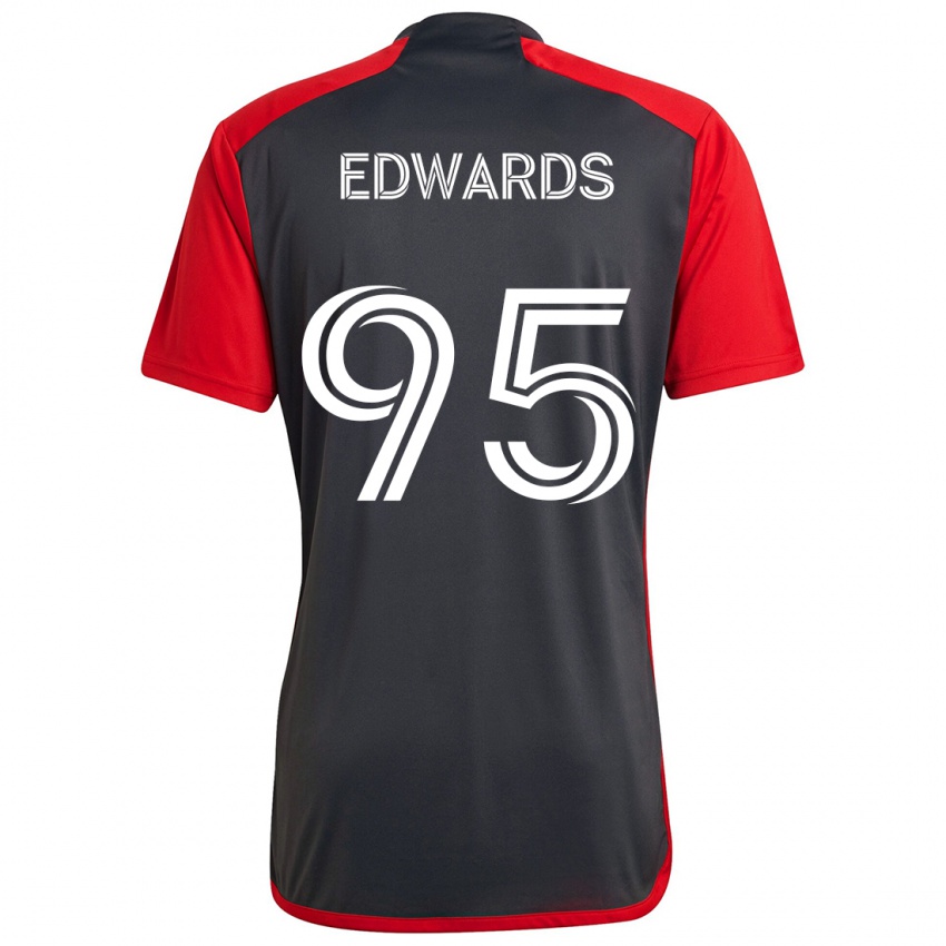 Dětské Nathaniel Edwards #95 Šedá Červená Domů Hráčské Dresy 2024/25 Dres