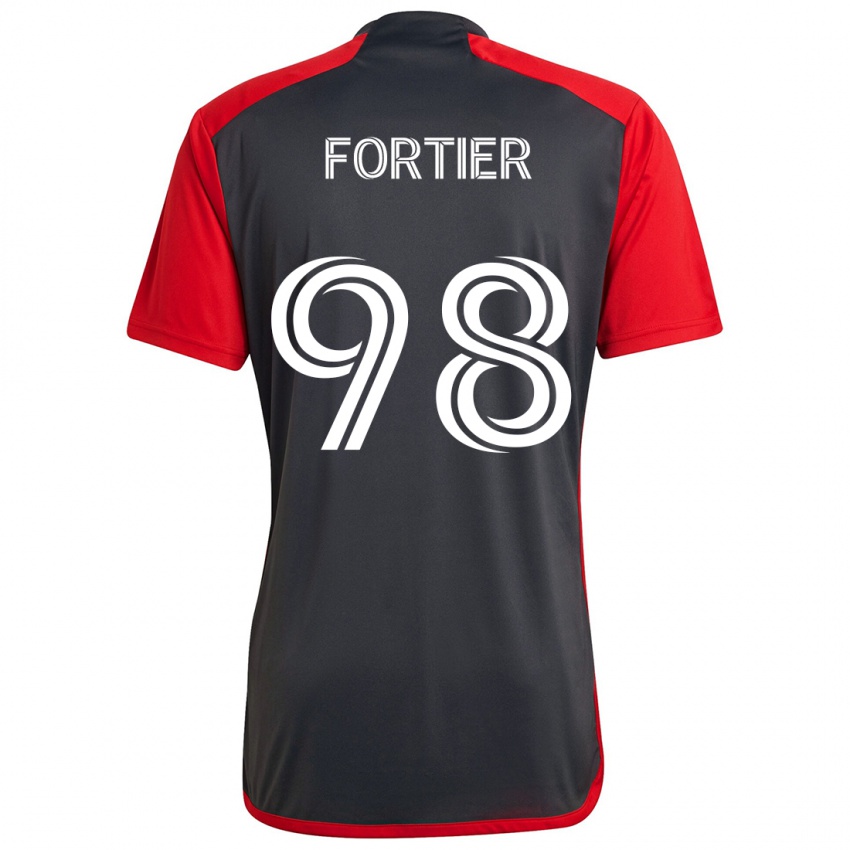 Dětské Kristjan Fortier #98 Šedá Červená Domů Hráčské Dresy 2024/25 Dres