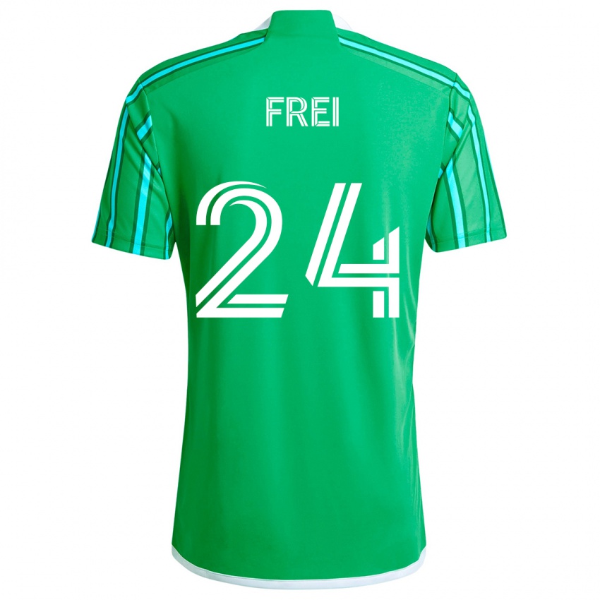 Dětské Stefan Frei #24 Zelená Bílá Domů Hráčské Dresy 2024/25 Dres