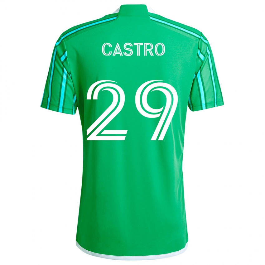 Dětské Jacob Castro #29 Zelená Bílá Domů Hráčské Dresy 2024/25 Dres