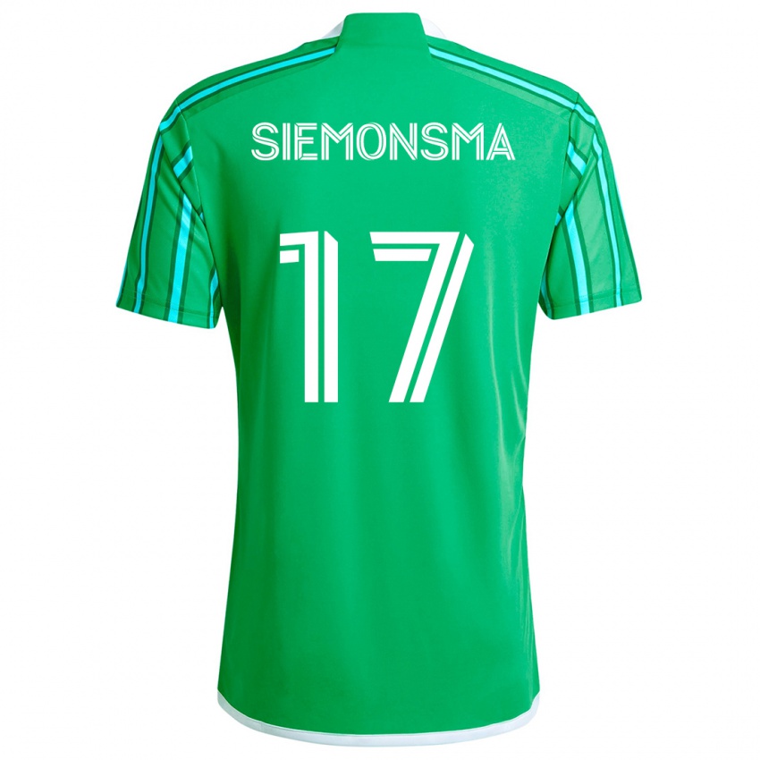 Dětské Sianna Siemonsma #17 Zelená Bílá Domů Hráčské Dresy 2024/25 Dres