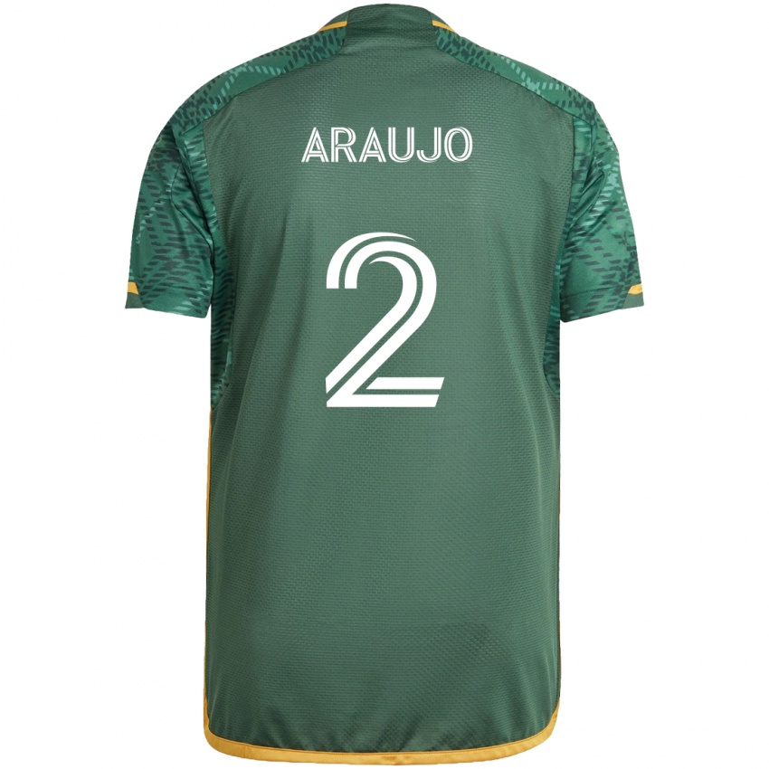 Dětské Miguel Araujo #2 Zelená Oranžová Domů Hráčské Dresy 2024/25 Dres