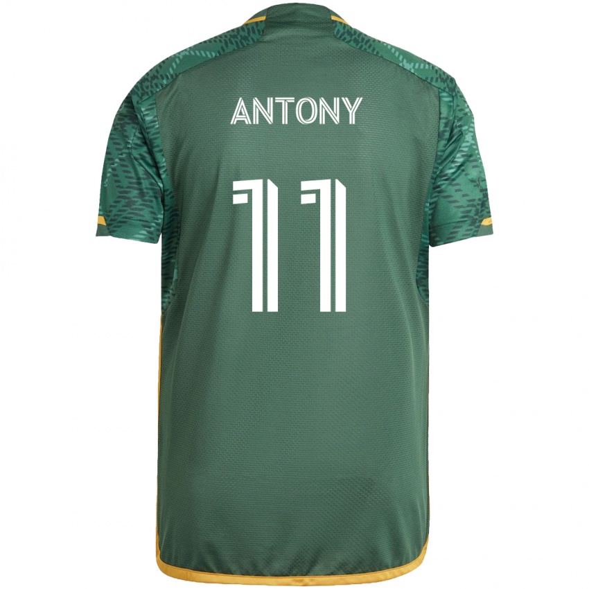 Dětské Antony #11 Zelená Oranžová Domů Hráčské Dresy 2024/25 Dres