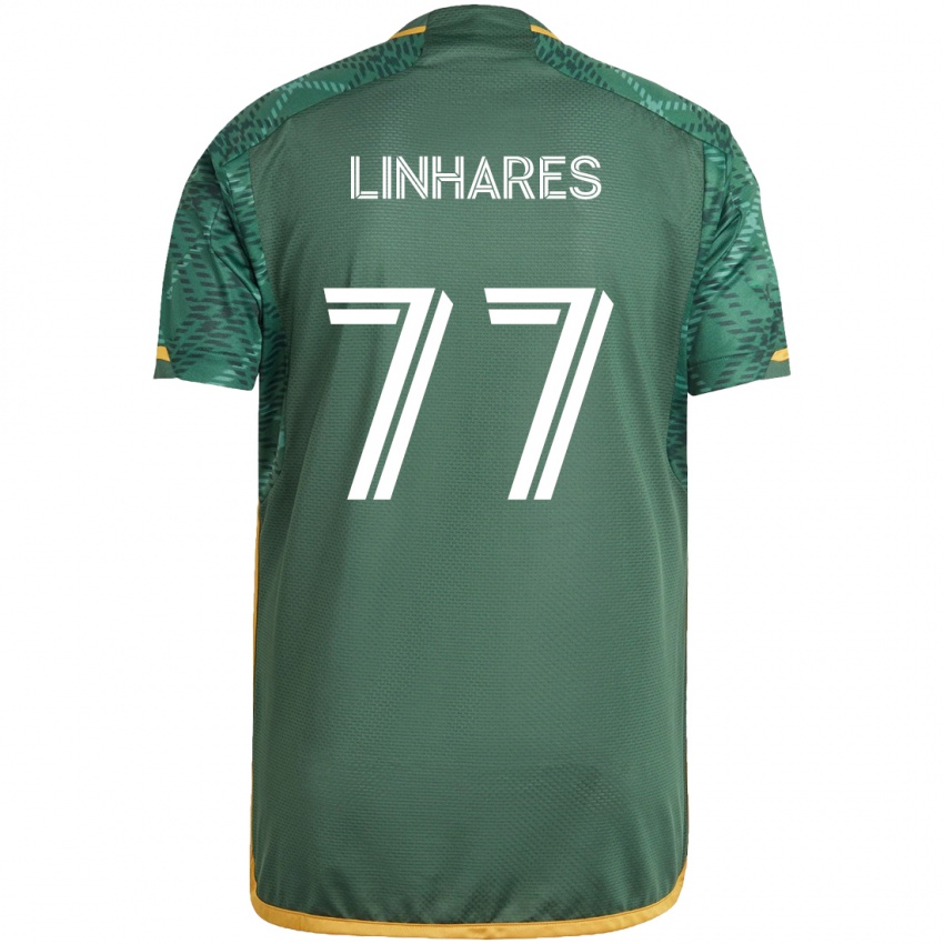 Dětské Kyle Linhares #77 Zelená Oranžová Domů Hráčské Dresy 2024/25 Dres