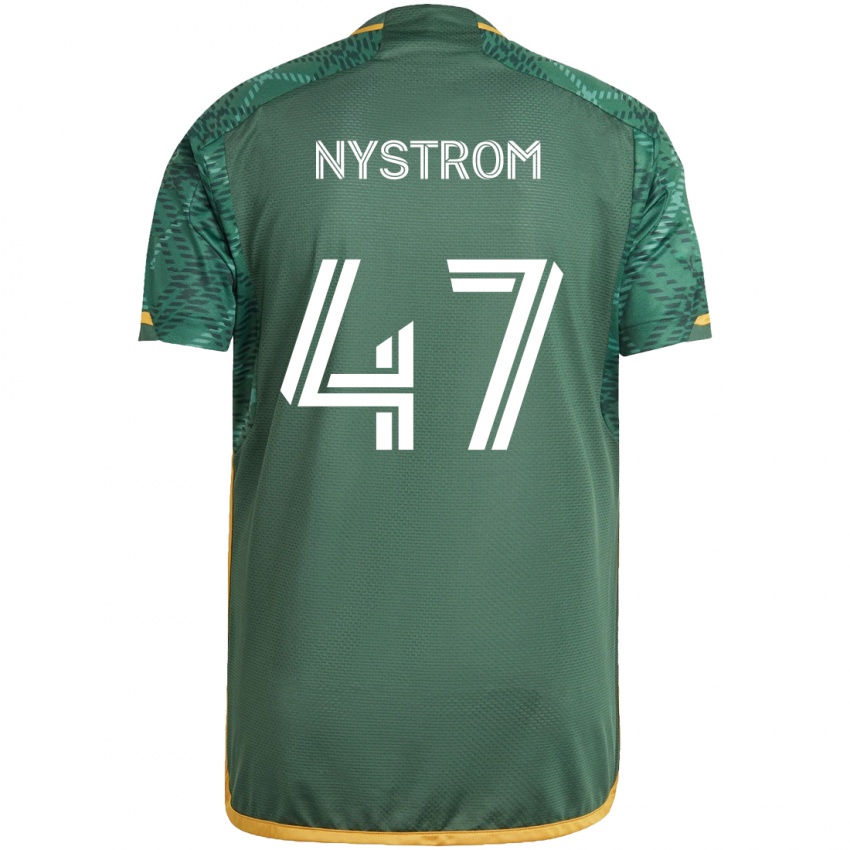 Dětské Maximo Nystrom #47 Zelená Oranžová Domů Hráčské Dresy 2024/25 Dres