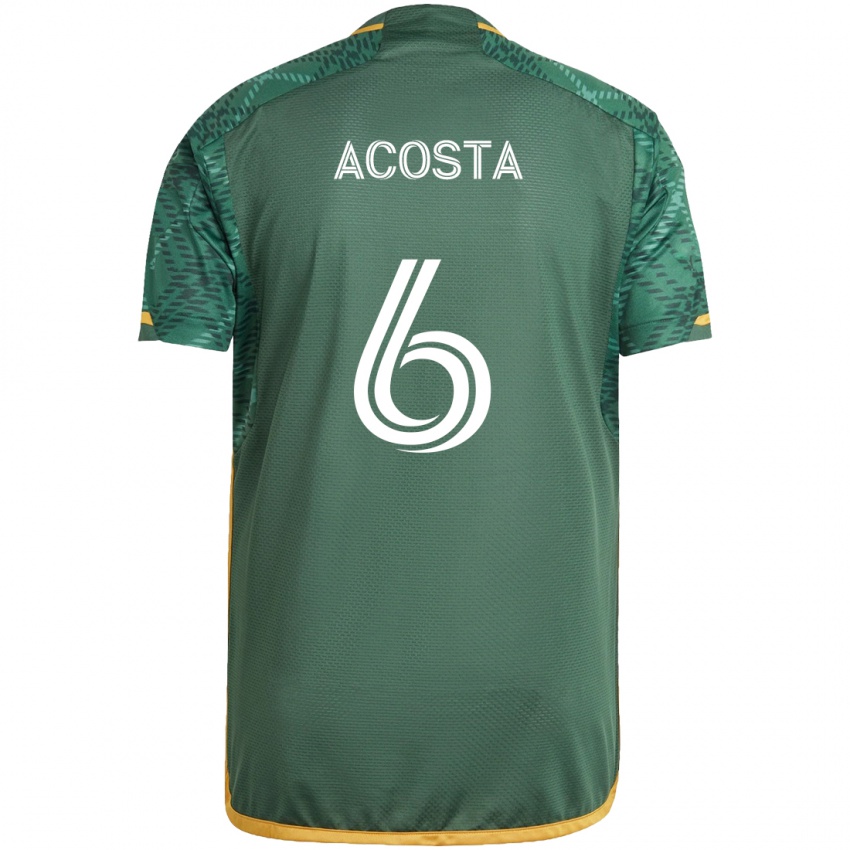 Dětské Bryan Acosta #6 Zelená Oranžová Domů Hráčské Dresy 2024/25 Dres