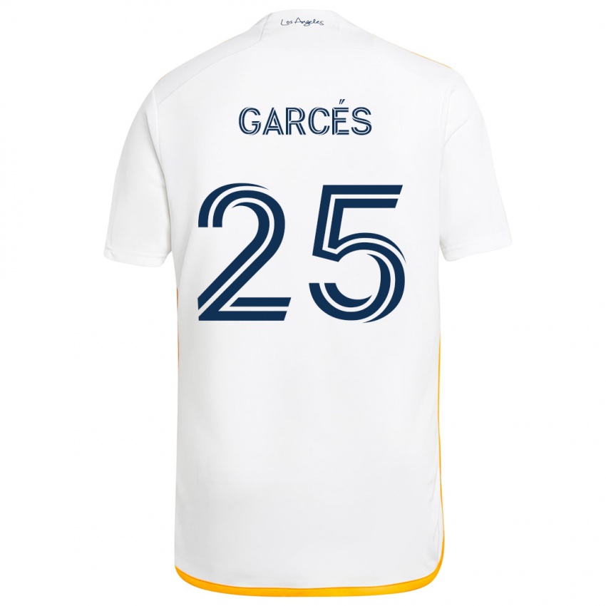 Dětské Carlos Garcés #25 Bílá Žlutá Domů Hráčské Dresy 2024/25 Dres