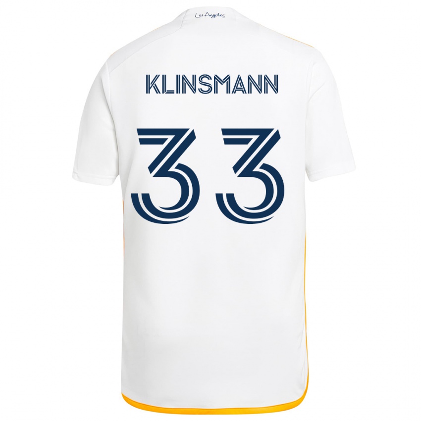 Dětské Jonathan Klinsmann #33 Bílá Žlutá Domů Hráčské Dresy 2024/25 Dres