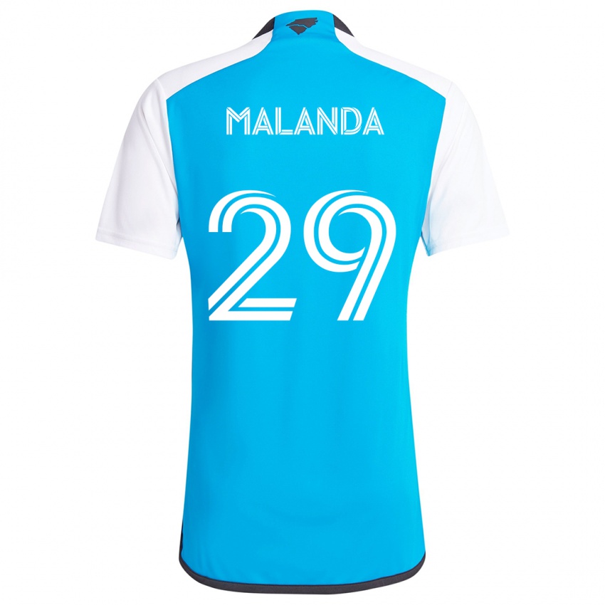 Dětské Adilson Malanda #29 Modrá Bílá Domů Hráčské Dresy 2024/25 Dres