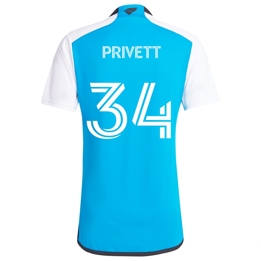 Dětské Andrew Privett #34 Modrá Bílá Domů Hráčské Dresy 2024/25 Dres