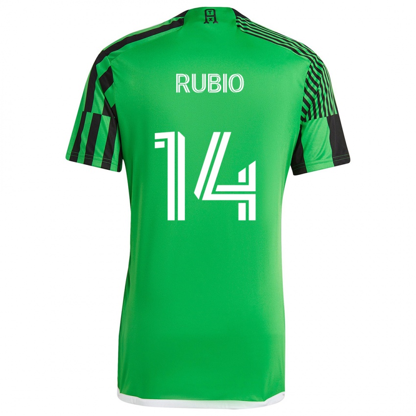 Dětské Diego Rubio #14 Zelená Černá Domů Hráčské Dresy 2024/25 Dres