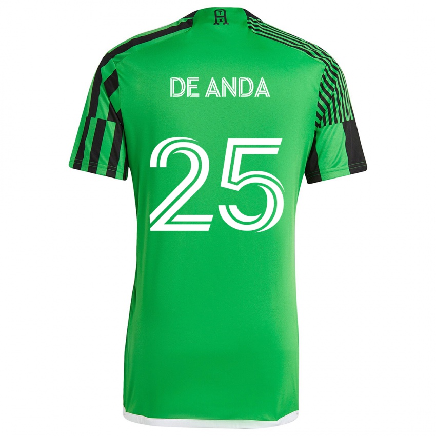 Dětské Anthony De Anda #25 Zelená Černá Domů Hráčské Dresy 2024/25 Dres