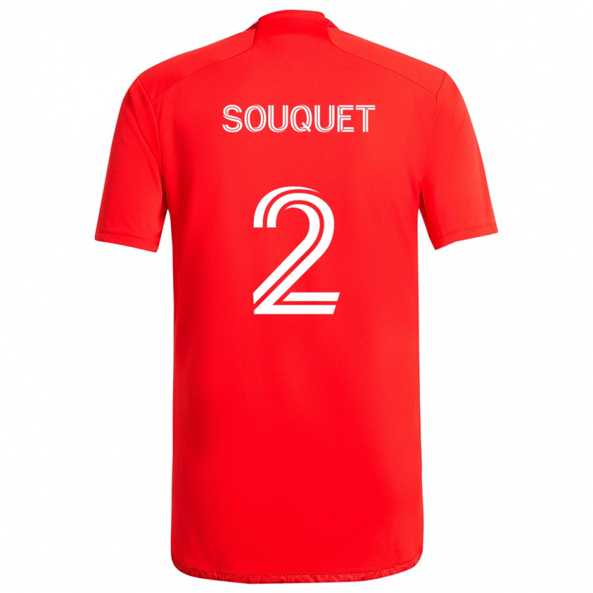 Dětské Arnaud Souquet #2 Červená Bílá Domů Hráčské Dresy 2024/25 Dres