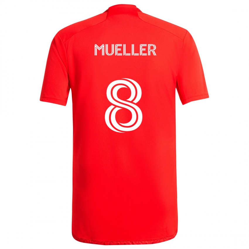 Dětské Chris Mueller #8 Červená Bílá Domů Hráčské Dresy 2024/25 Dres