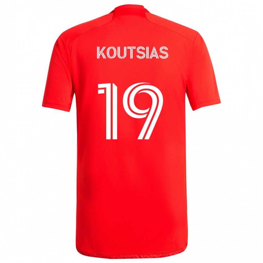 Dětské Georgios Koutsias #19 Červená Bílá Domů Hráčské Dresy 2024/25 Dres