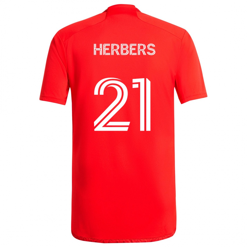 Dětské Fabian Herbers #21 Červená Bílá Domů Hráčské Dresy 2024/25 Dres