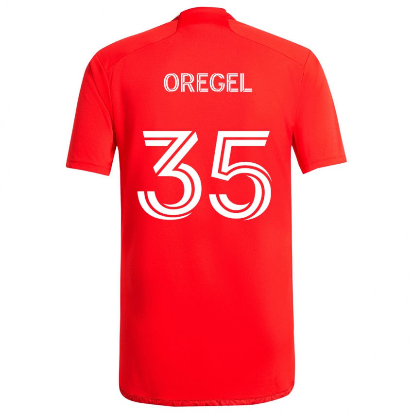 Dětské Sergio Oregel #35 Červená Bílá Domů Hráčské Dresy 2024/25 Dres