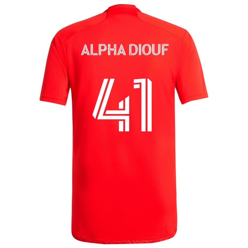 Dětské Jean Alpha Diouf #41 Červená Bílá Domů Hráčské Dresy 2024/25 Dres