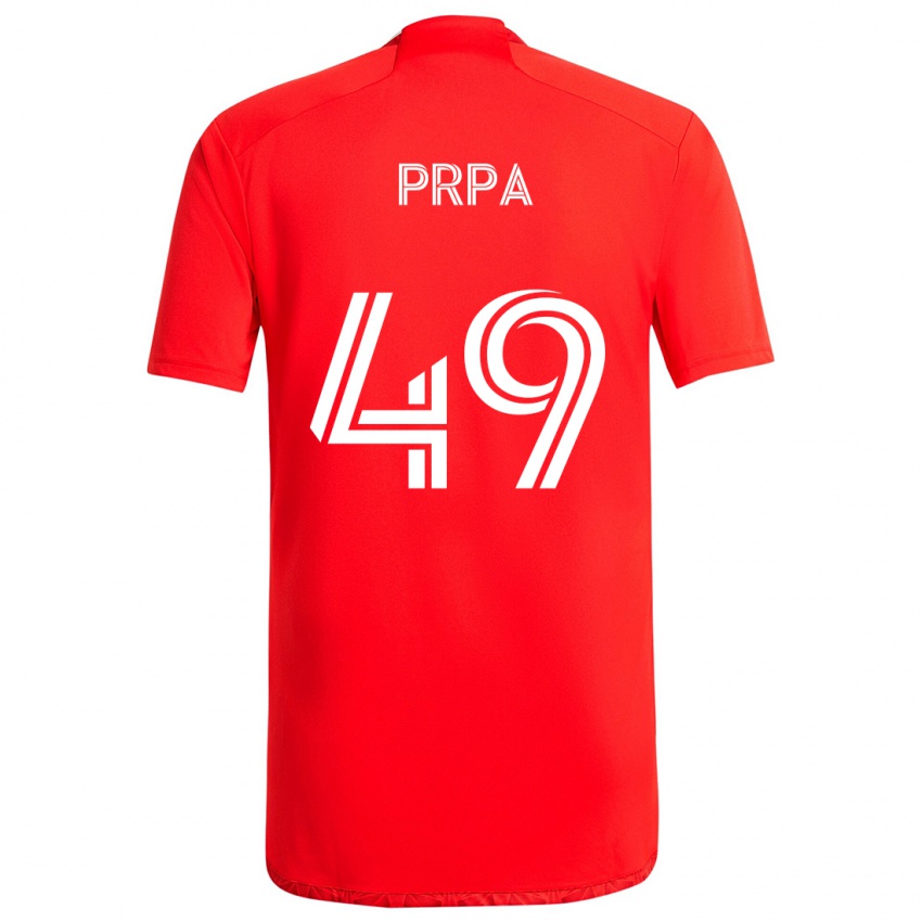 Dětské Luka Prpa #49 Červená Bílá Domů Hráčské Dresy 2024/25 Dres