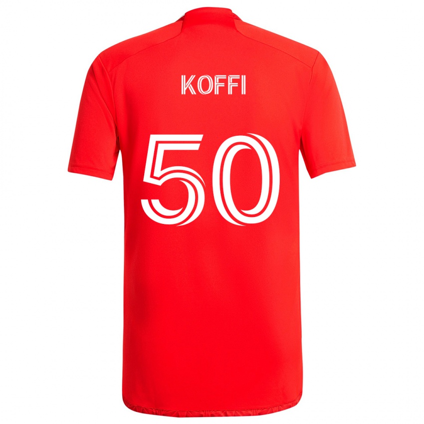 Dětské Christian Koffi #50 Červená Bílá Domů Hráčské Dresy 2024/25 Dres