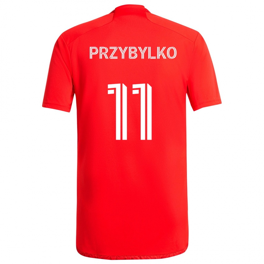 Dětské Kacper Przybylko #11 Červená Bílá Domů Hráčské Dresy 2024/25 Dres