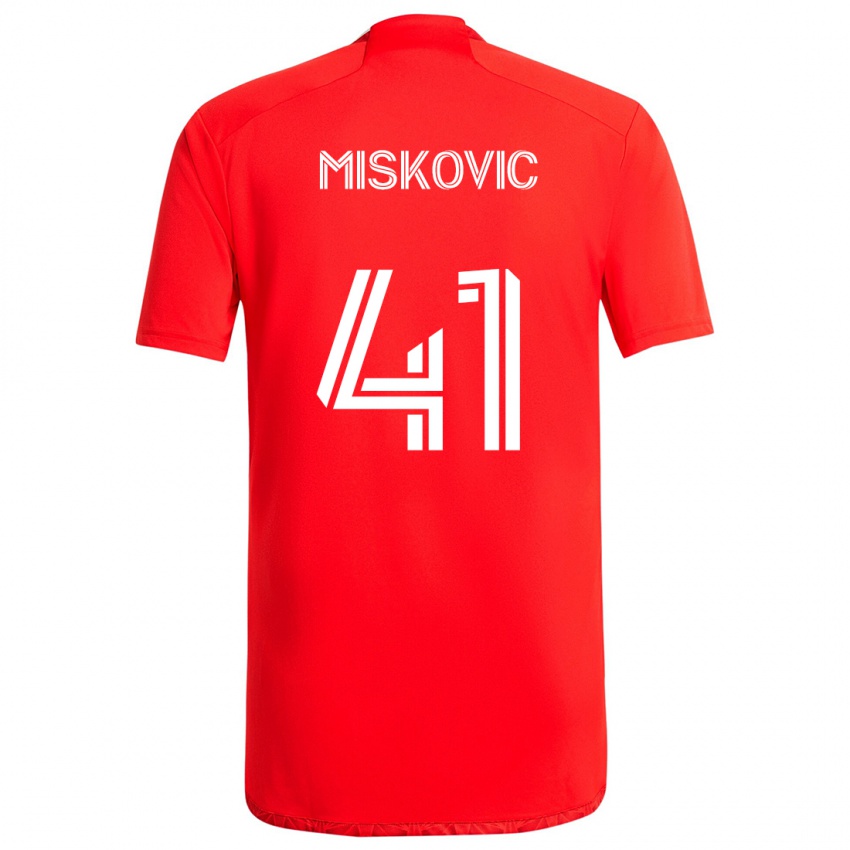 Dětské Mihajlo Miskovic #41 Červená Bílá Domů Hráčské Dresy 2024/25 Dres