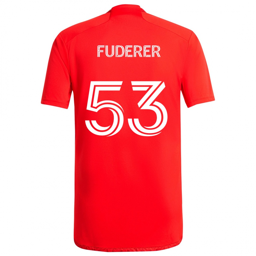 Dětské Jake Fuderer #53 Červená Bílá Domů Hráčské Dresy 2024/25 Dres