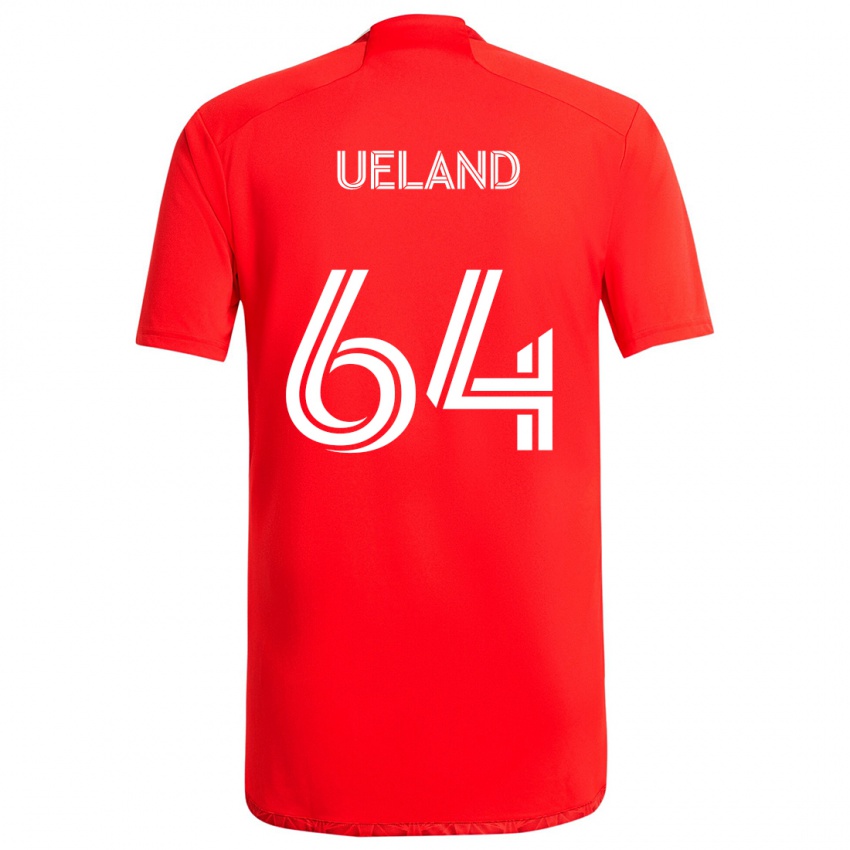 Dětské Andreas Ueland #64 Červená Bílá Domů Hráčské Dresy 2024/25 Dres