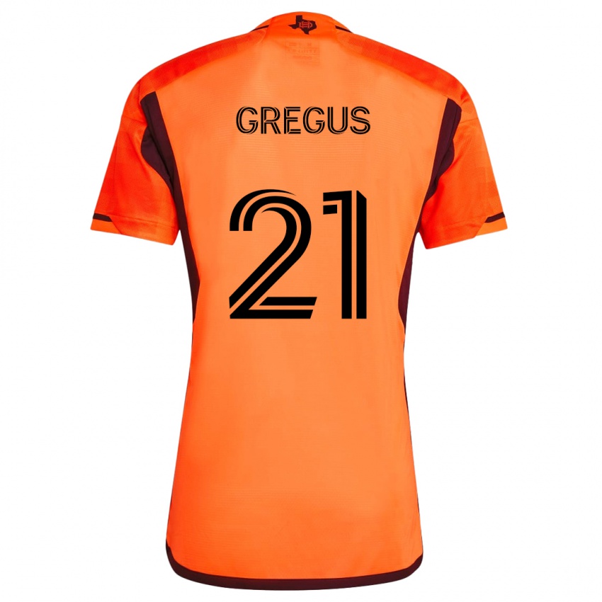 Dětské Ján Gregus #21 Oranžová Černá Domů Hráčské Dresy 2024/25 Dres