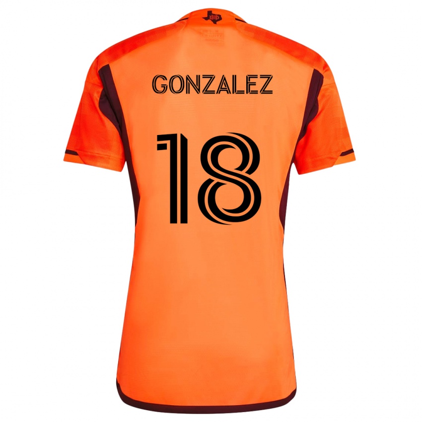 Dětské Diego Gonzalez #18 Oranžová Černá Domů Hráčské Dresy 2024/25 Dres