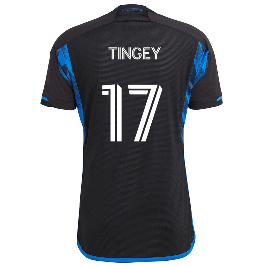 Dětské Keegan Tingey #17 Modrá Černá Domů Hráčské Dresy 2024/25 Dres