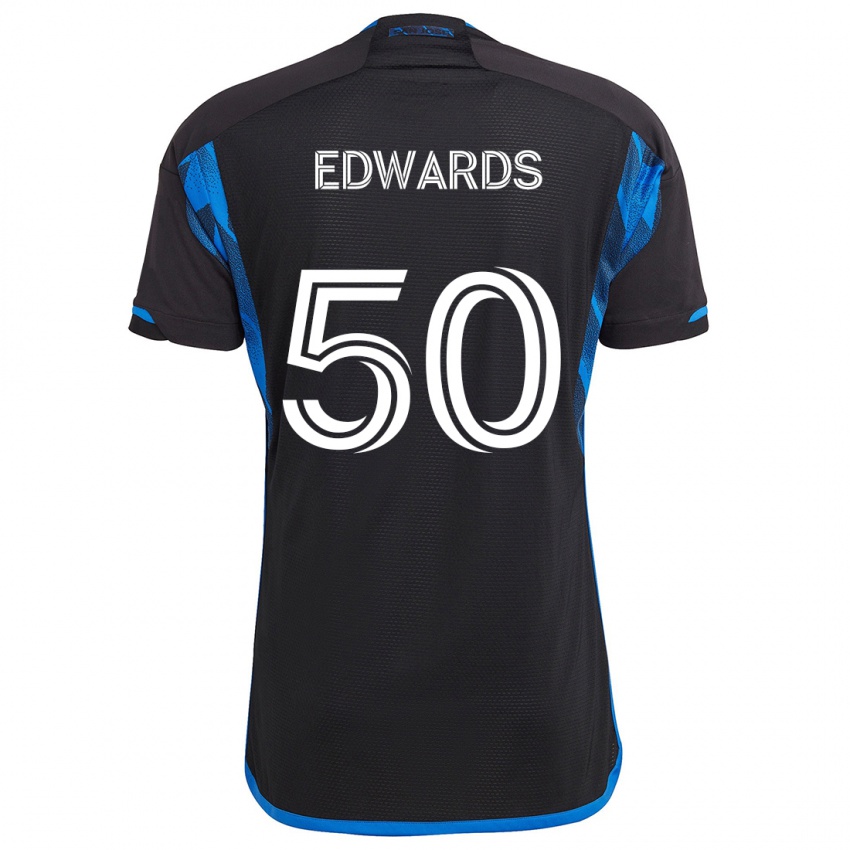 Dětské Aaron Edwards #50 Modrá Černá Domů Hráčské Dresy 2024/25 Dres