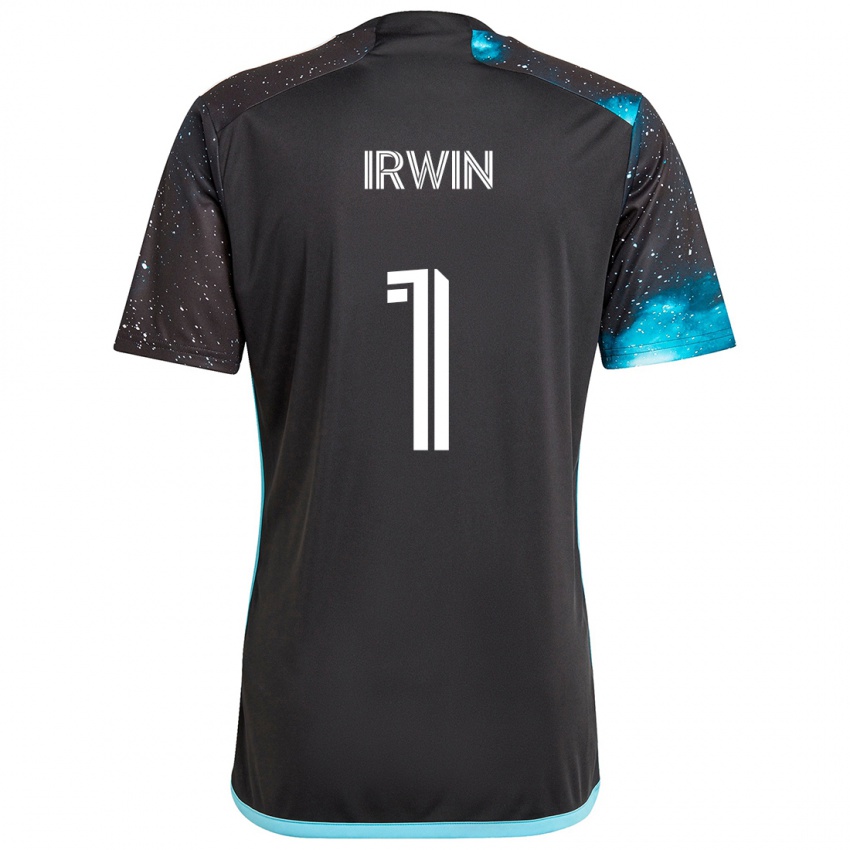 Dětské Clint Irwin #1 Černá Modrá Domů Hráčské Dresy 2024/25 Dres